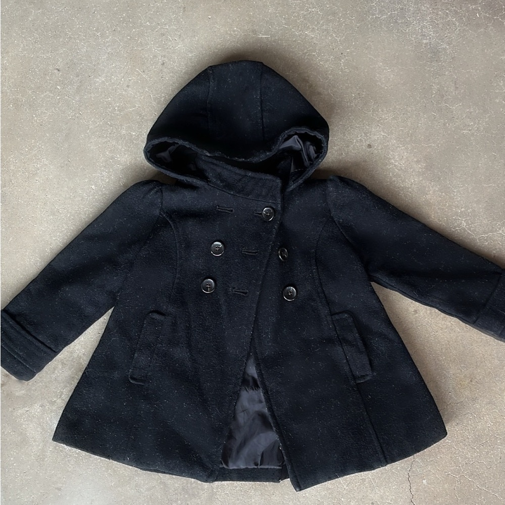 Classic Black Kids Hooded Coat